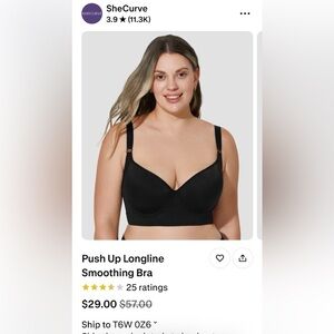 Black Longline Push Up Bra